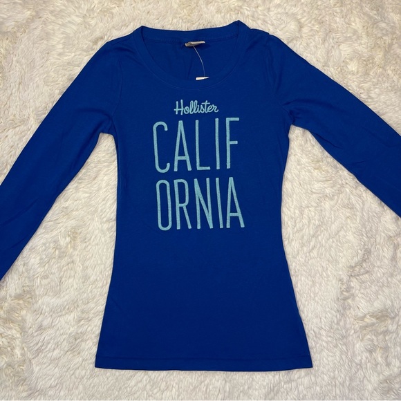 Hollister Blue Scoop Neck Long Sleeve Top - Picture 2 of 8